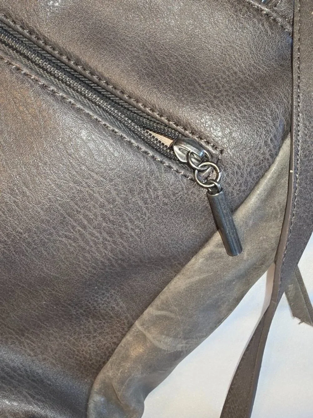 The Sak Loyola Leather Mini Convertible Backpack Floral Embossed Gray Neutral
